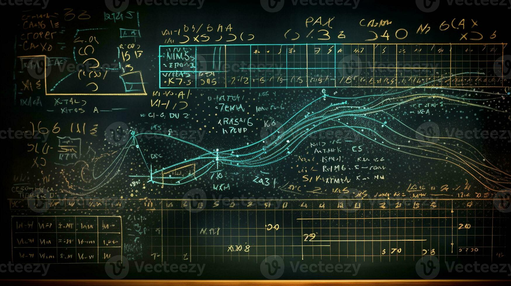 AI generated Photo of a vintage chalkboard covered in hand-drawn. Generative AI