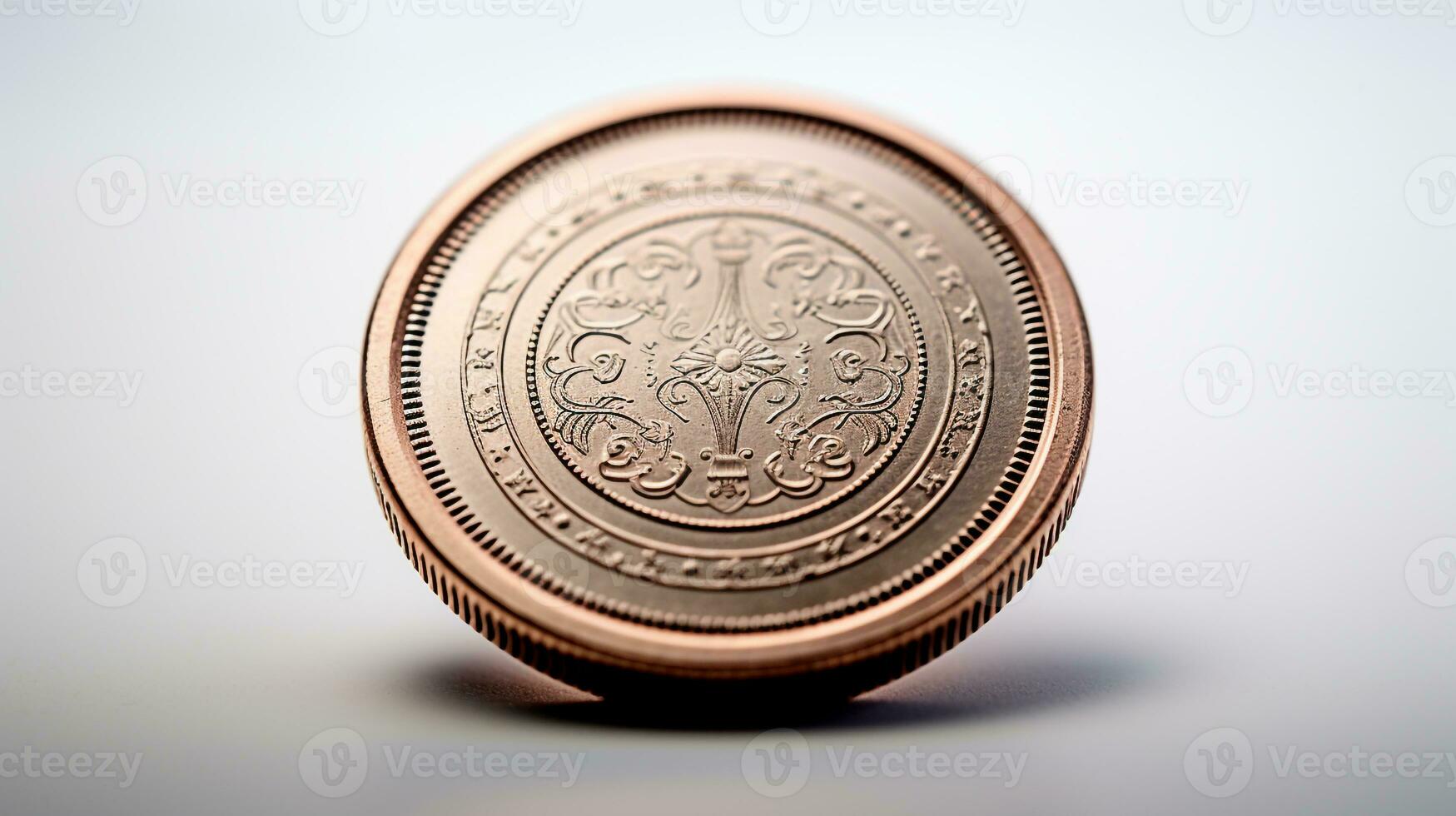 AI generated close-up Photo of a coin isolated on white background. Generative AI