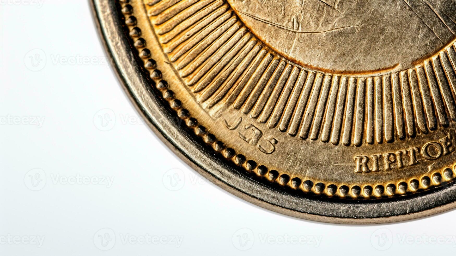 AI generated close-up Photo of a coin isolated on white background. Generative AI