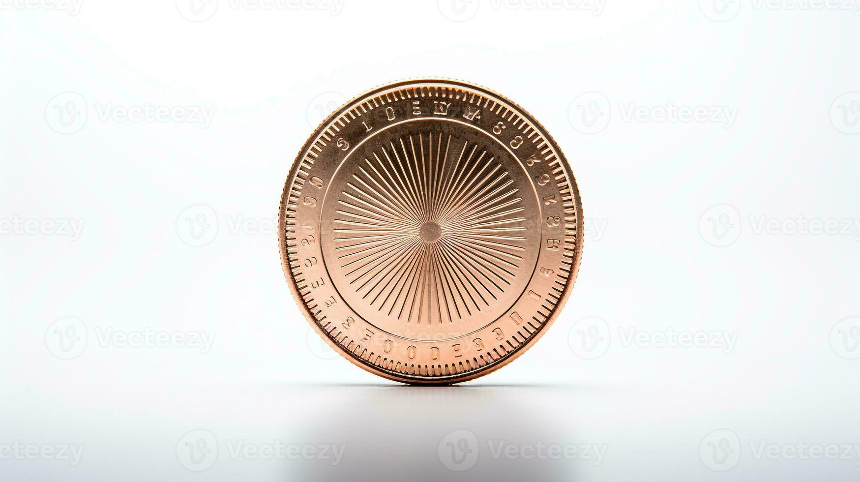 AI generated close-up Photo of a coin isolated on white background. Generative AI