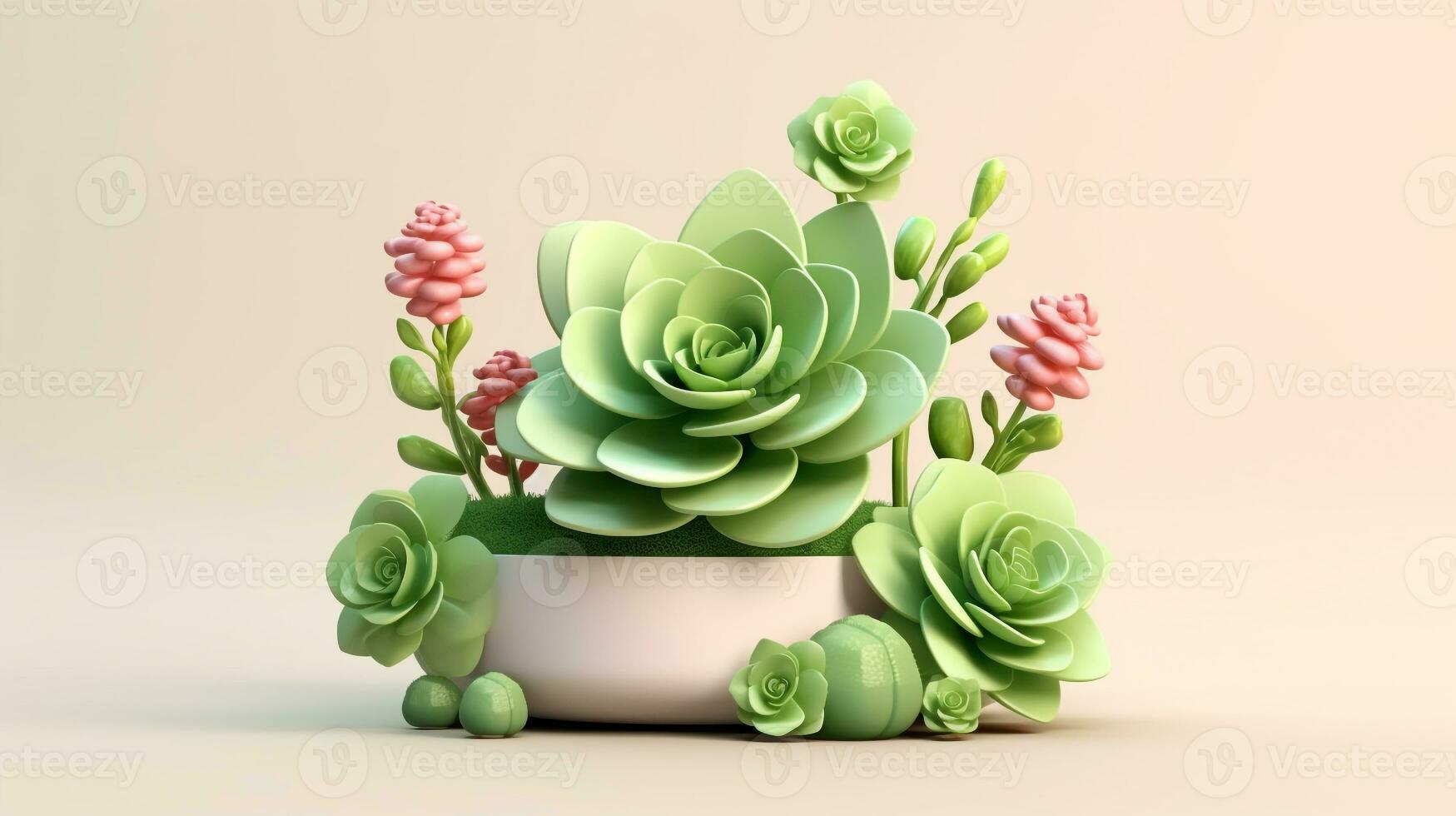 AI generated beautiful arrangement of succulents on table. Generative AI photo