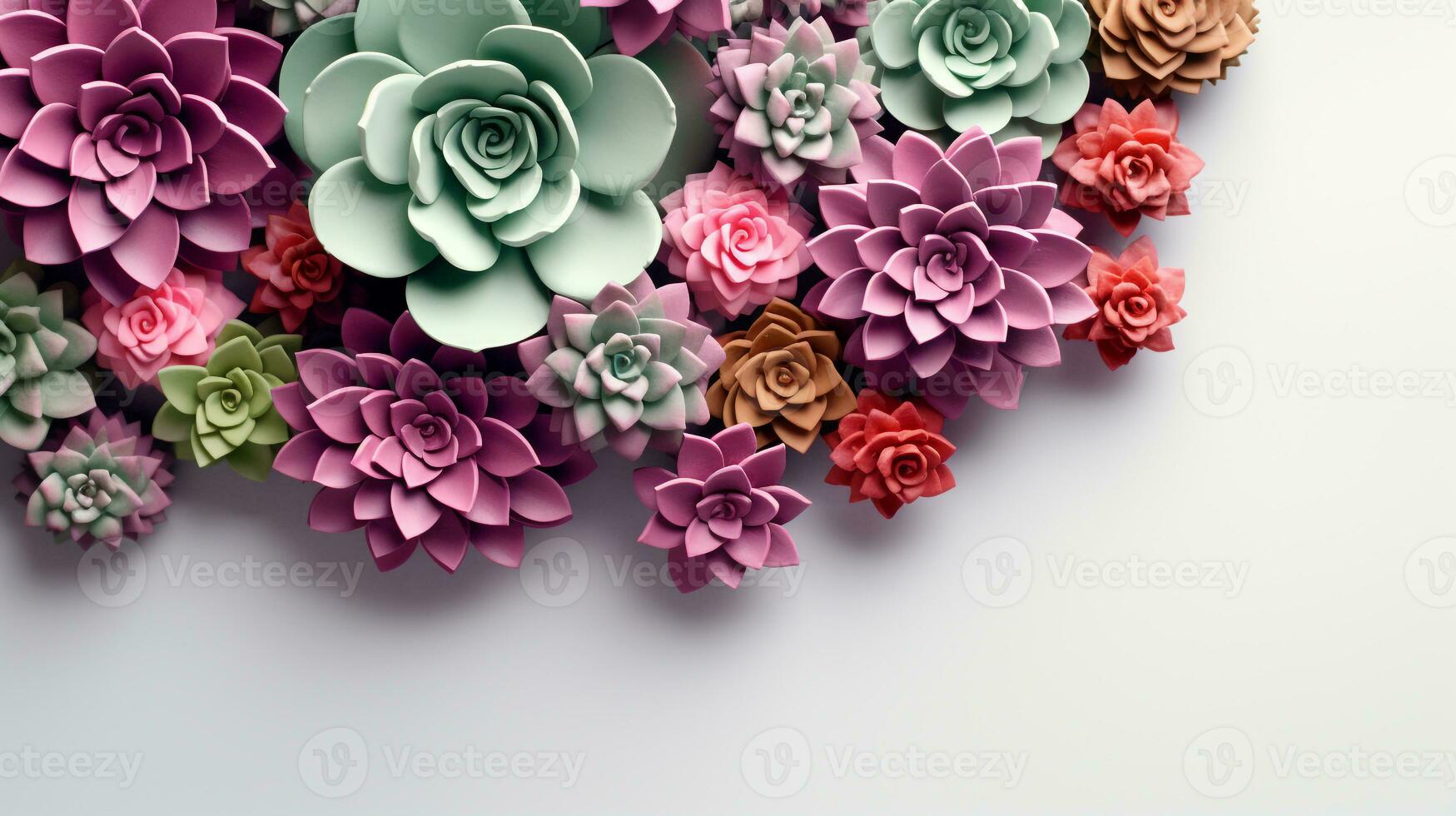 AI generated beautiful arrangement of succulents on table. Generative AI photo