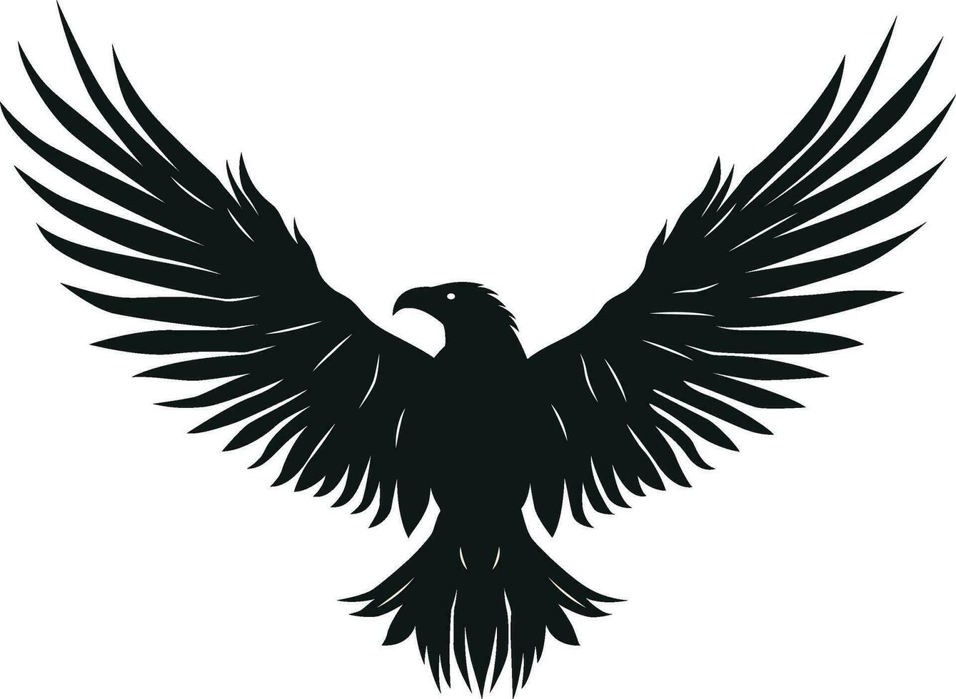 Black crow flying upward silhouette vector illustration