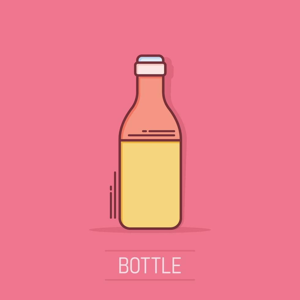 vino de dibujos animados vectoriales, icono de botella de cerveza en estilo cómico. pictograma de ilustración de concepto de botella de alcohol. cerveza, vodka, concepto de efecto de salpicadura de negocio de vino. vector