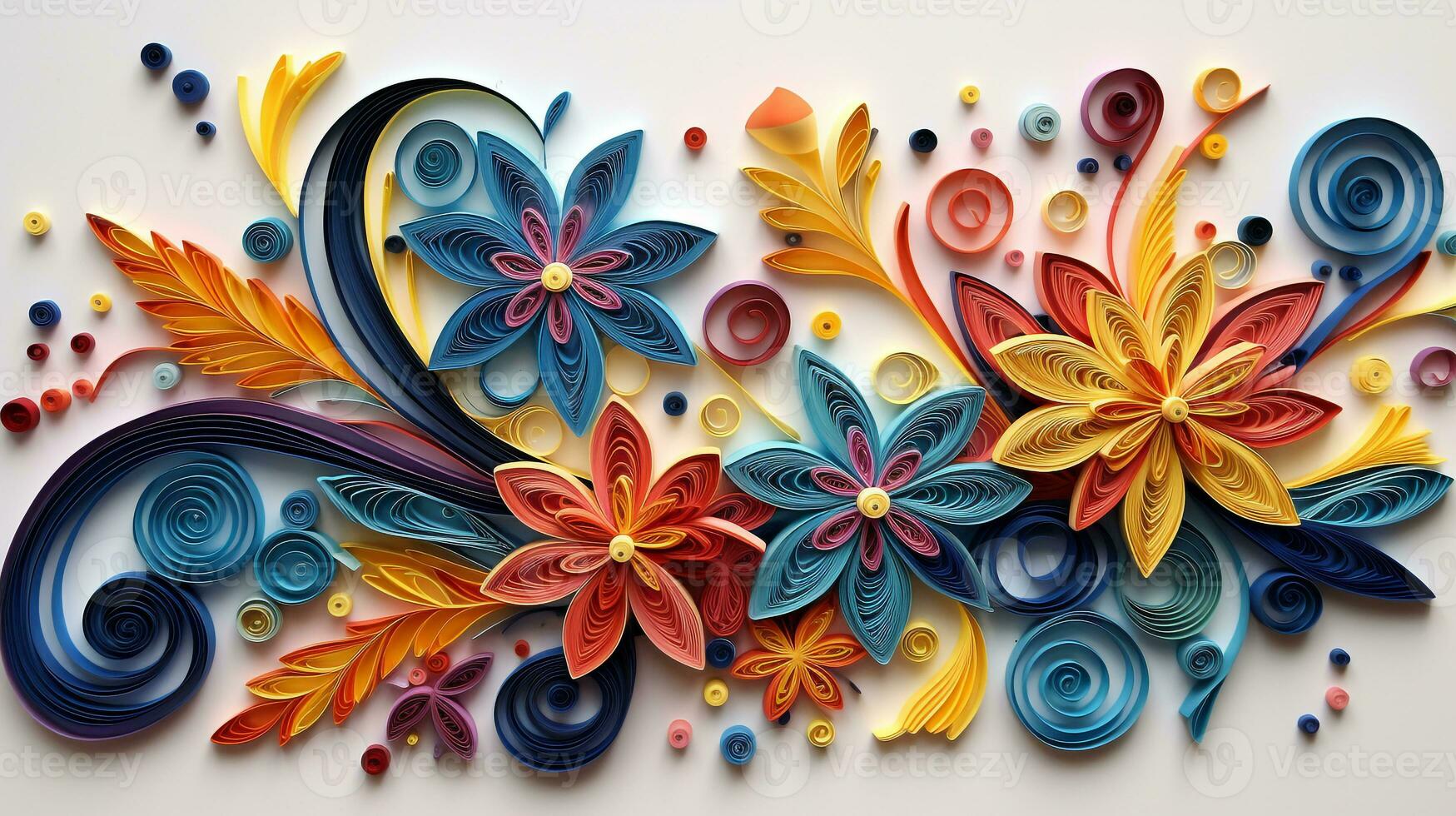 AI generated quilling art for new year eve. Generative AI photo