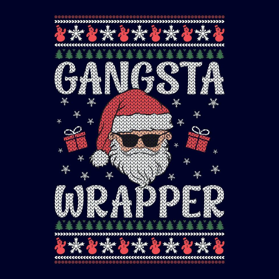 gangsta envoltura - feo Navidad suéter diseños - vector gráfico