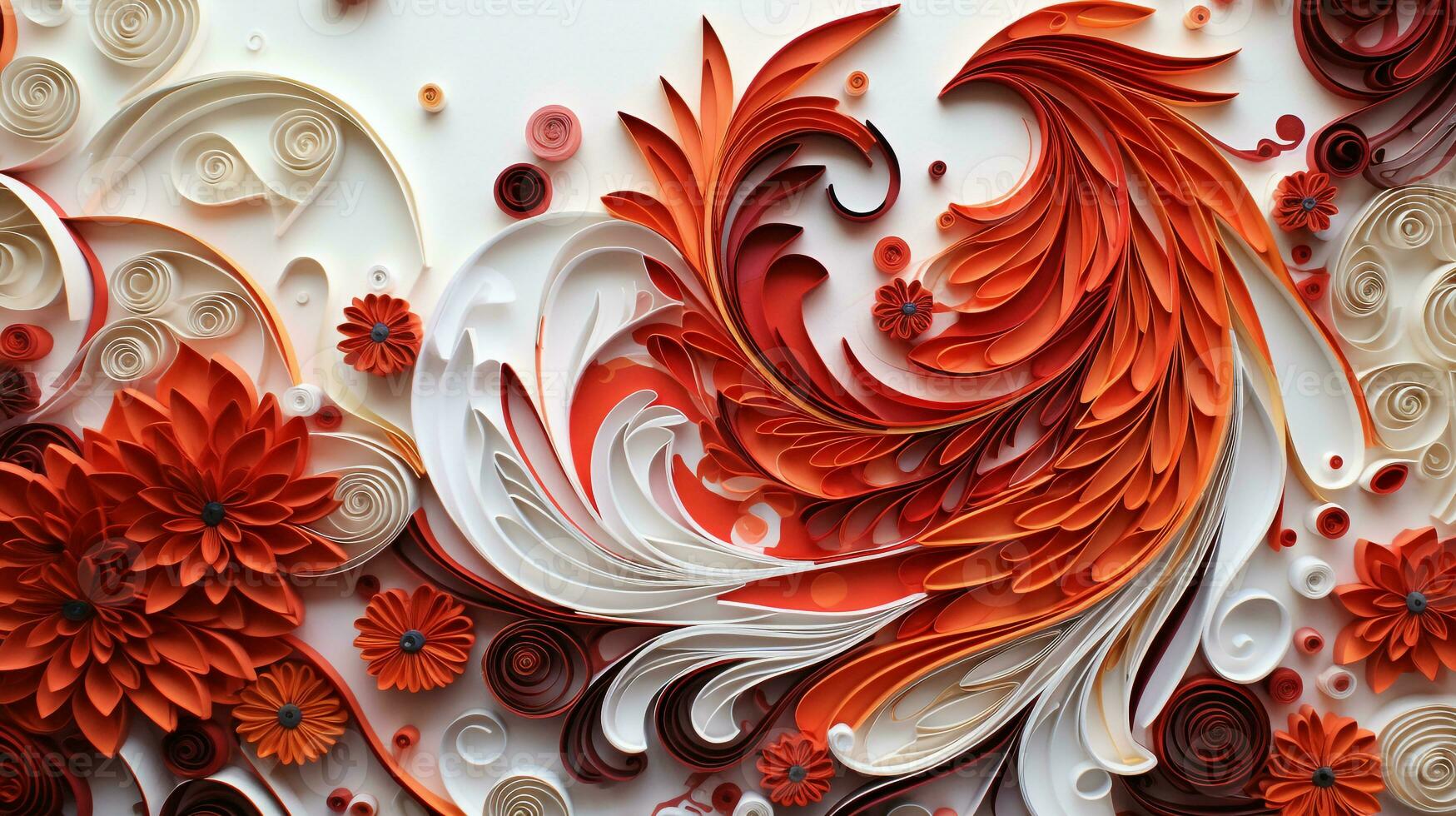 AI generated quilling art for new year eve. Generative AI photo