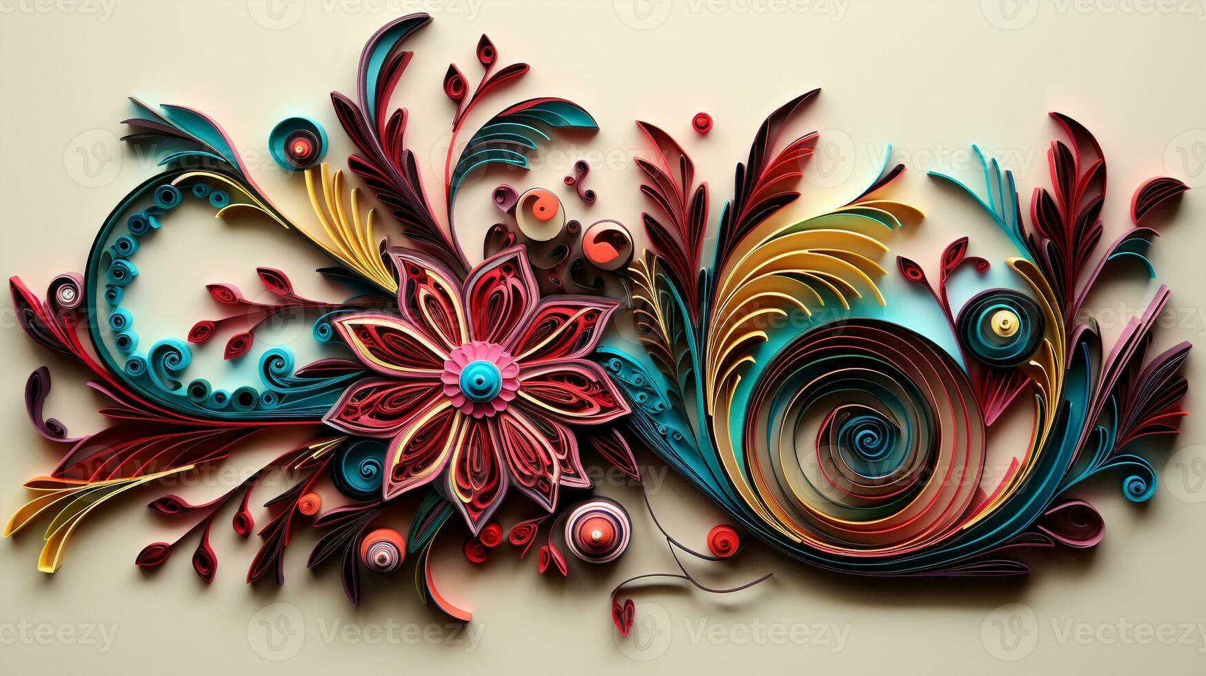 AI generated quilling art for new year eve. Generative AI photo