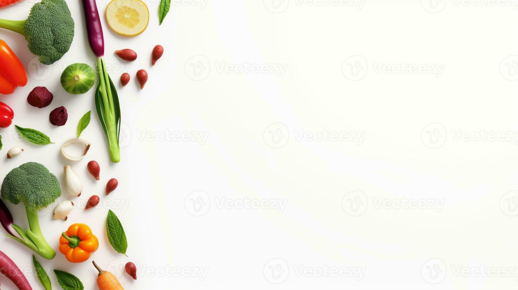 AI generated Vegetable arrangement background for presentation. Generative AI photo