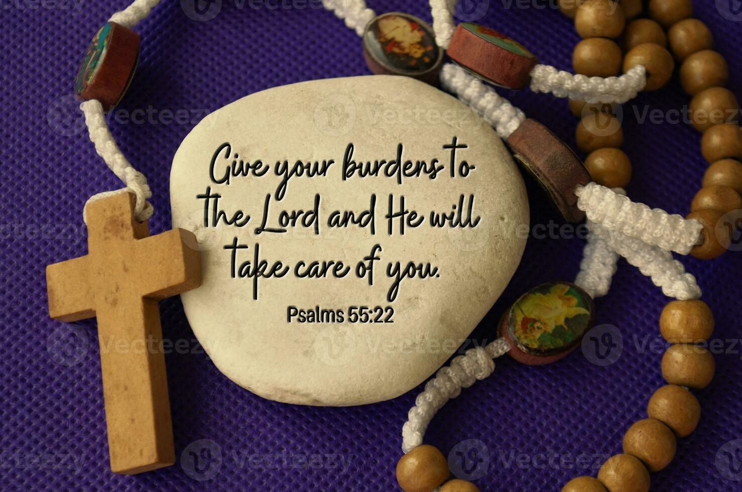Quote from the Bible about burden in life. Christianity concept photo