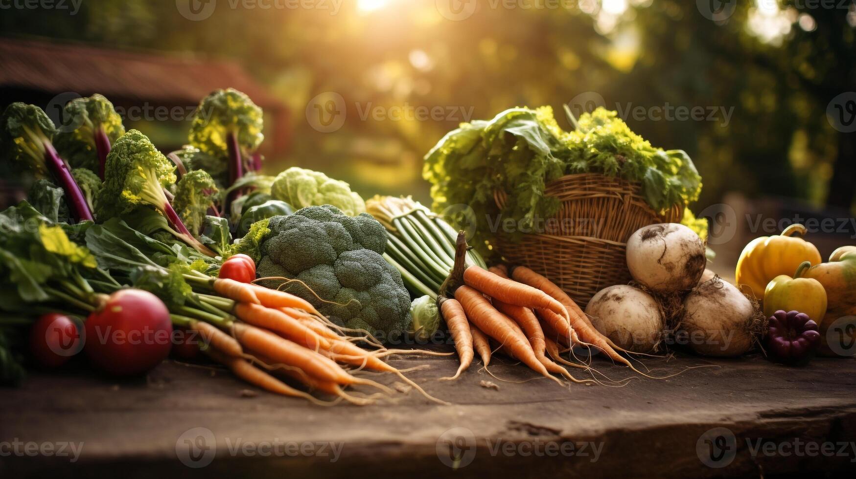 AI generated A bounty harvest of organic vegetables. Generative AI photo