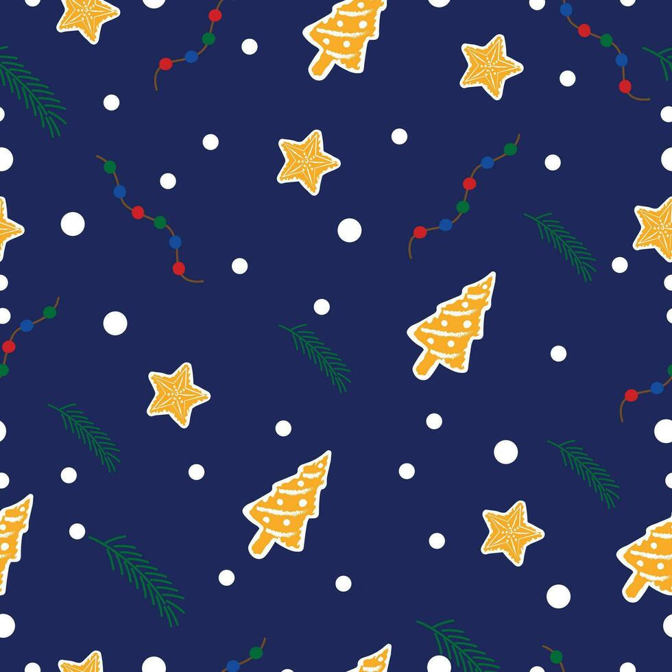 Winter seamless pattern. Gingerbread. Vector. vector