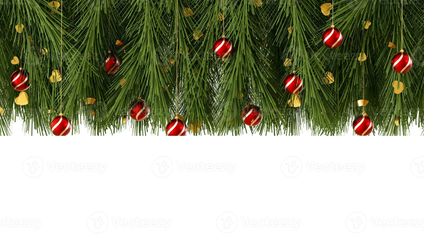 festivo hojas perennes rama con rojo Navidad decoraciones png imagen foto