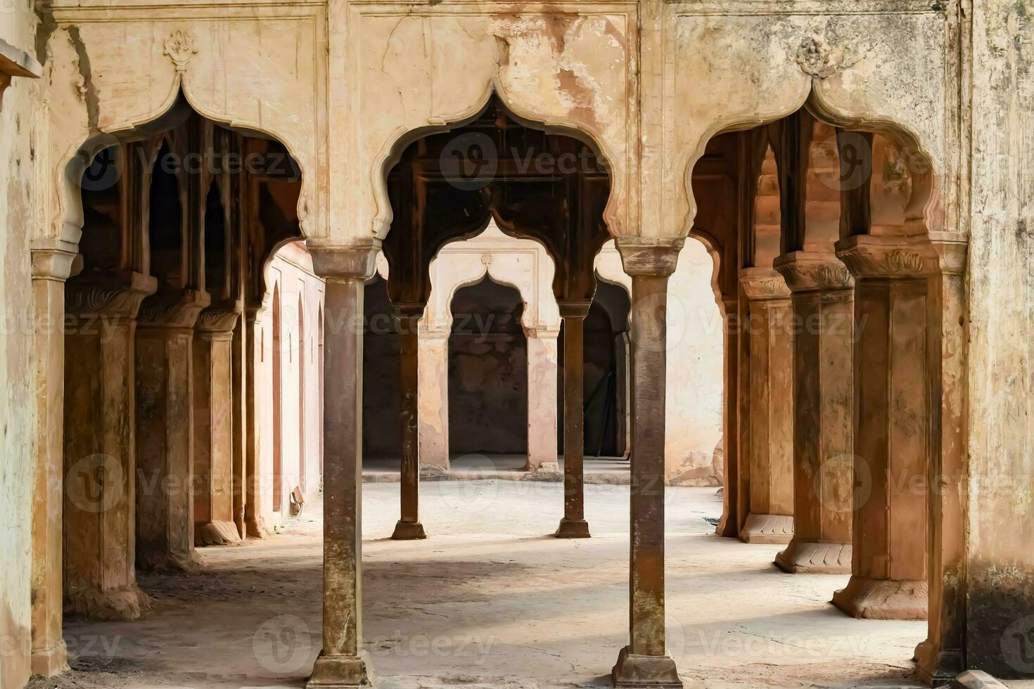 Beautiful view of Orchha Palace Fort, Raja Mahal and chaturbhuj temple from jahangir mahal, Orchha, Madhya Pradesh, Jahangir Mahal - Orchha Fort in Orchha, Madhya Pradesh, Indian archaeological sites photo