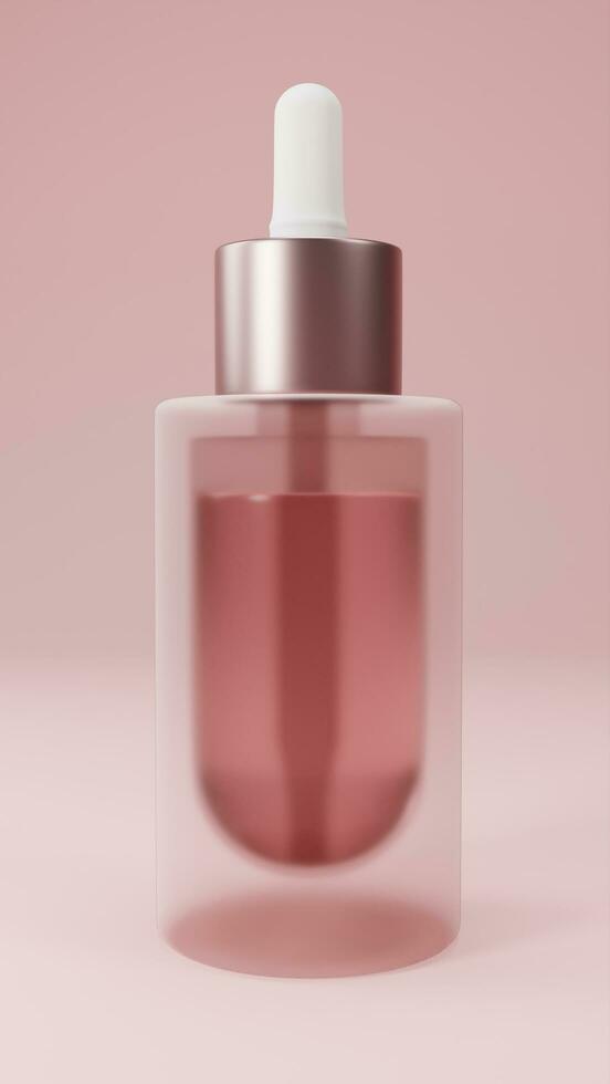 3D Rendered beauty face oil in glass dropper bottle photo