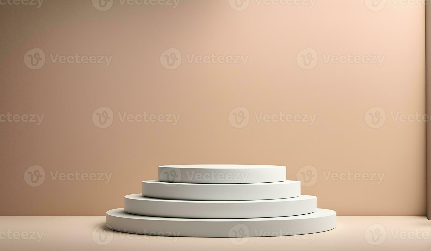 AI generated a white pedestal on a beige background photo