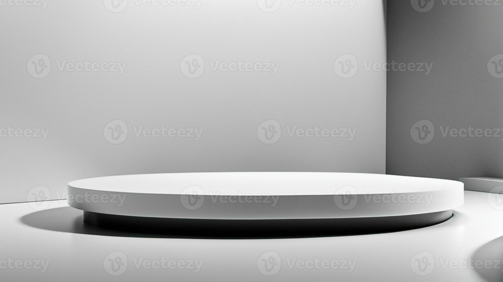 AI generated a white round table in a room with a white wall photo