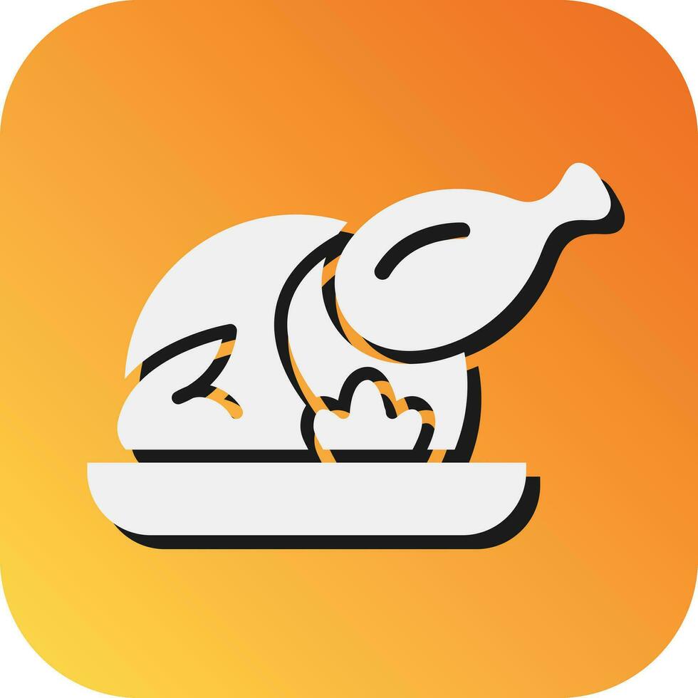 Chicken Dinner  Vector Glyph Gradient Background Icon For Personal And Commercial Use.