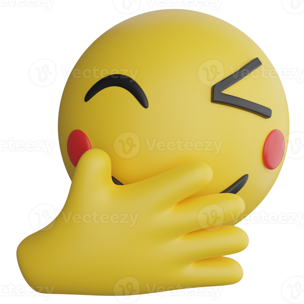 Shy emoji clipart flat design icon isolated on transparent background, 3D render emoji and emoticon concept png