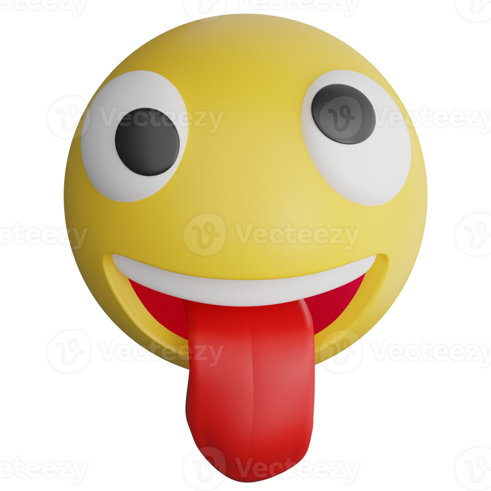 Cheeky emoji clipart flat design icon isolated on transparent background, 3D render emoji and emoticon concept png