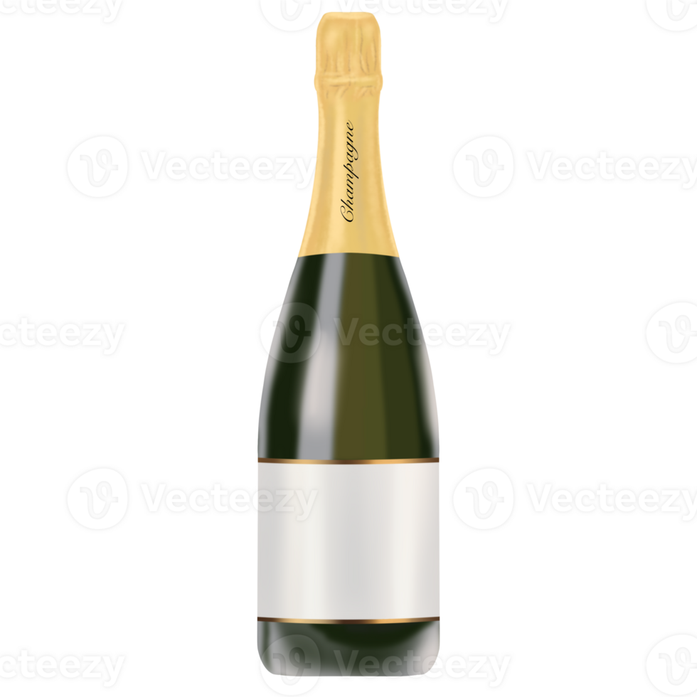 Champagne bottles that are opened for New Year's celebrations and parties. png