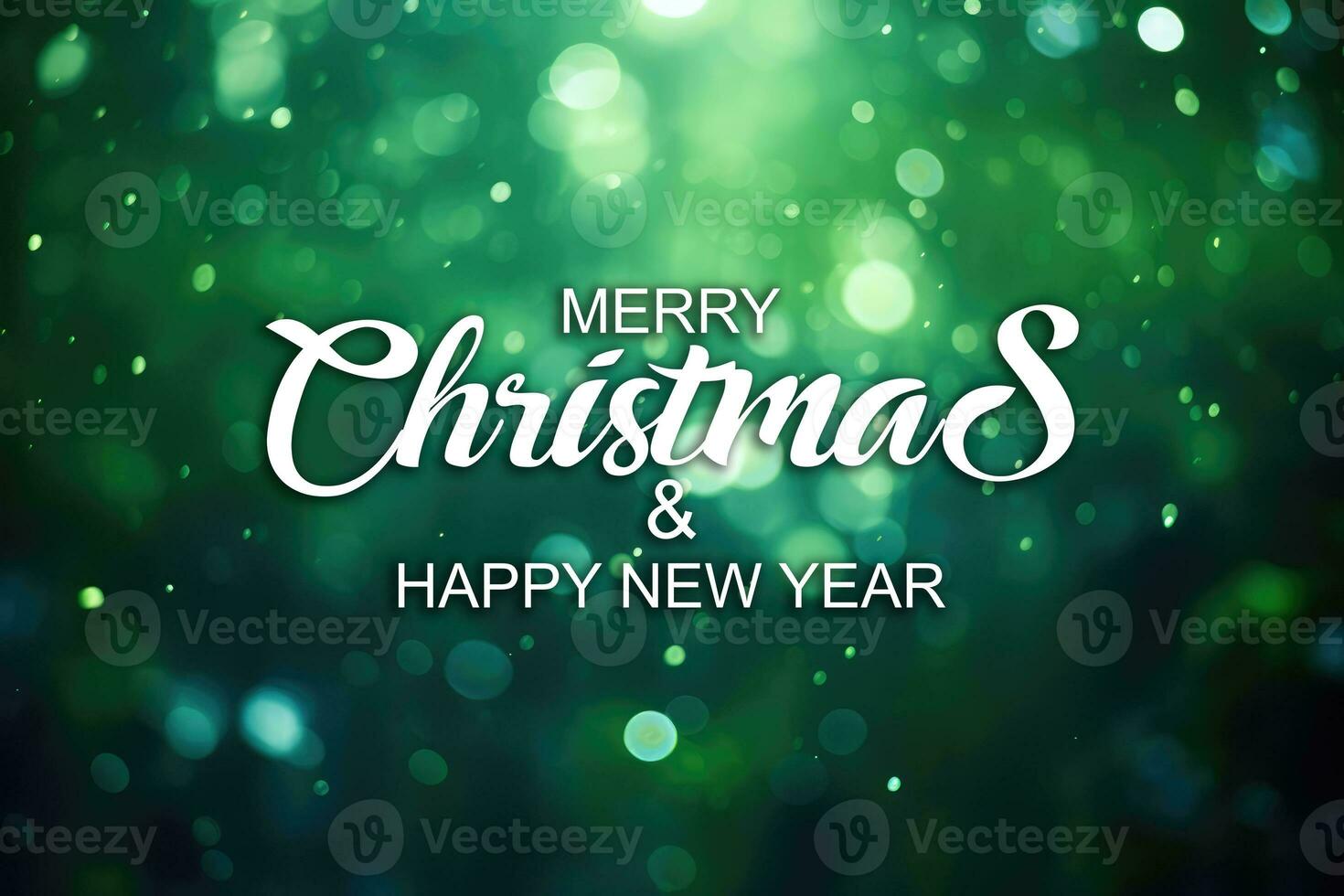 AI generated Merry christmas green background photo