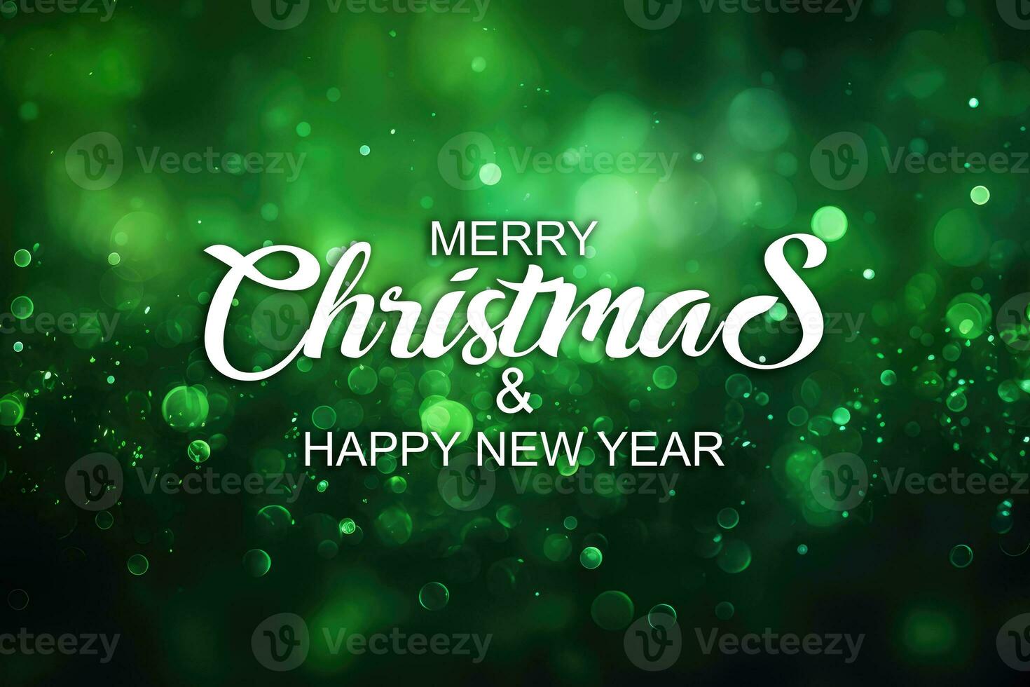 AI generated Merry christmas green background photo