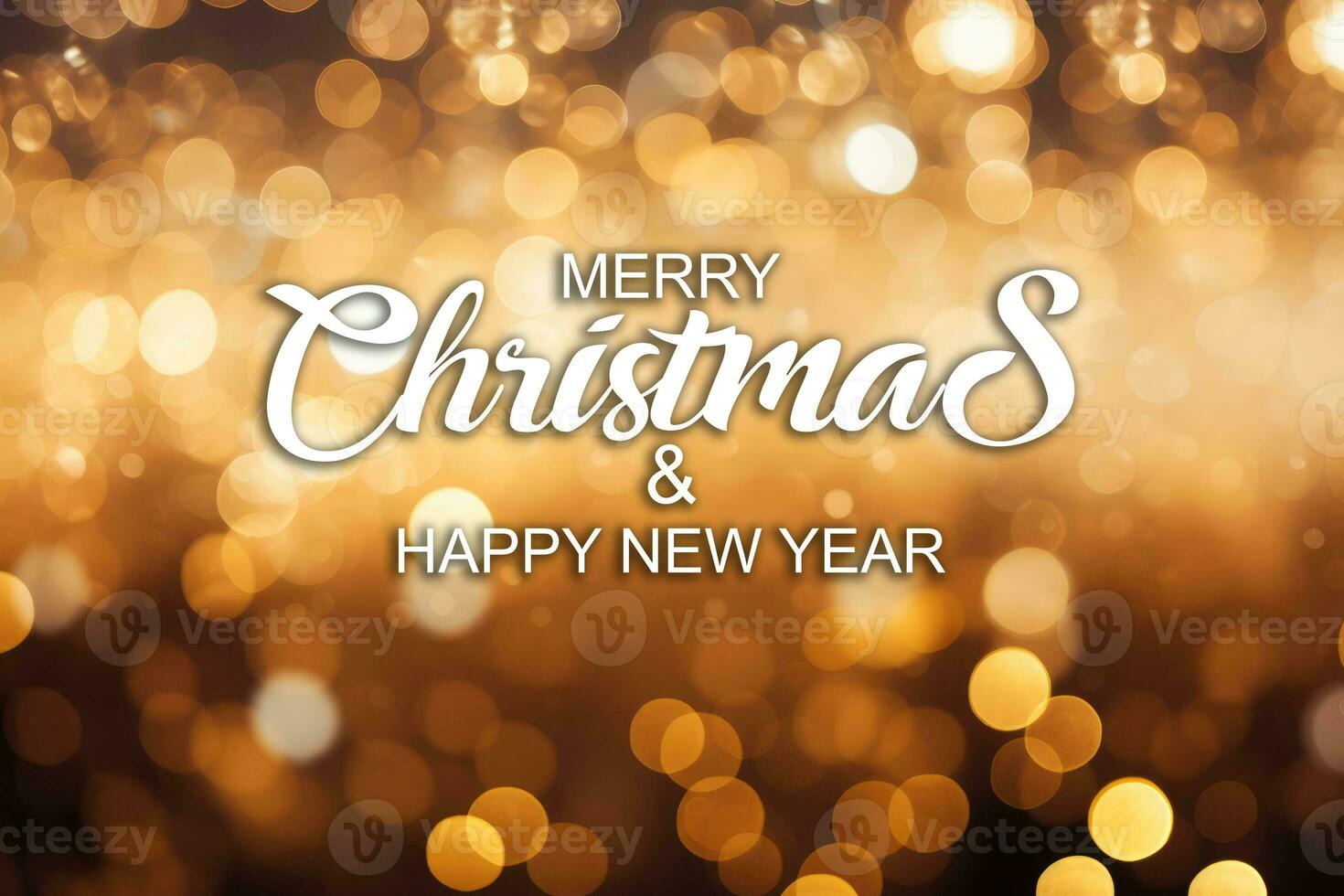 AI generated merry christmas gold background photo