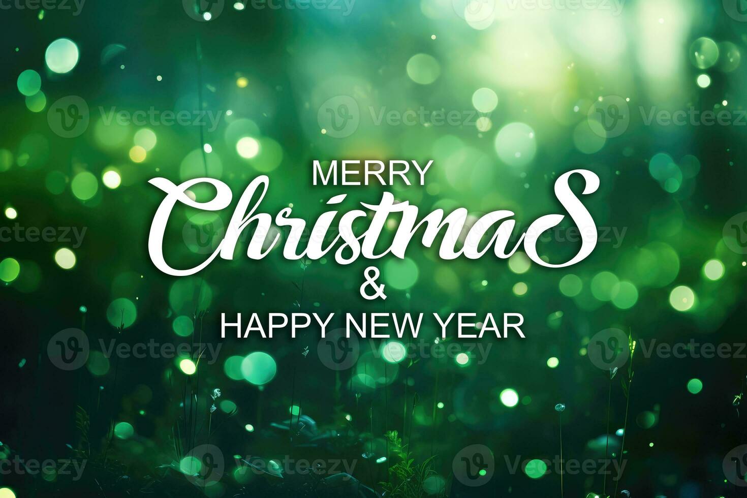 AI generated Merry christmas green background photo