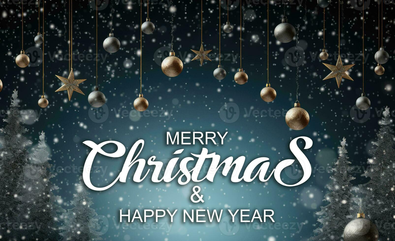 AI generated Merry christmas happy new year background photo