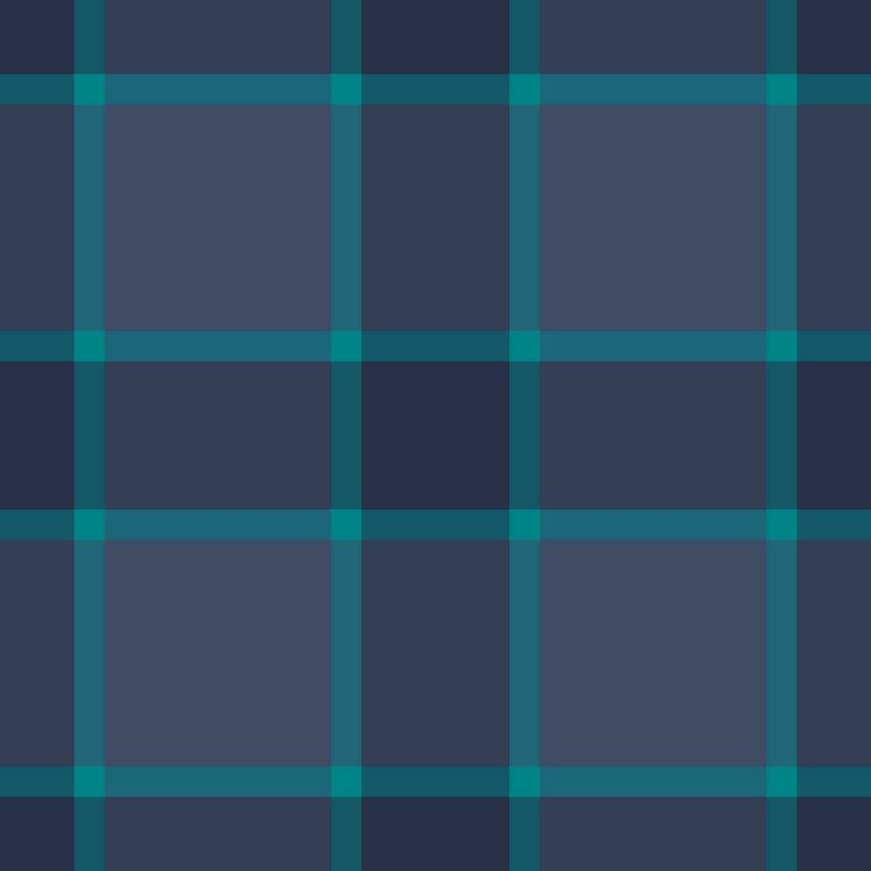 Workshop background tartan check, 1970s vector pattern seamless. English texture textile plaid fabric in cyan and blue colors.