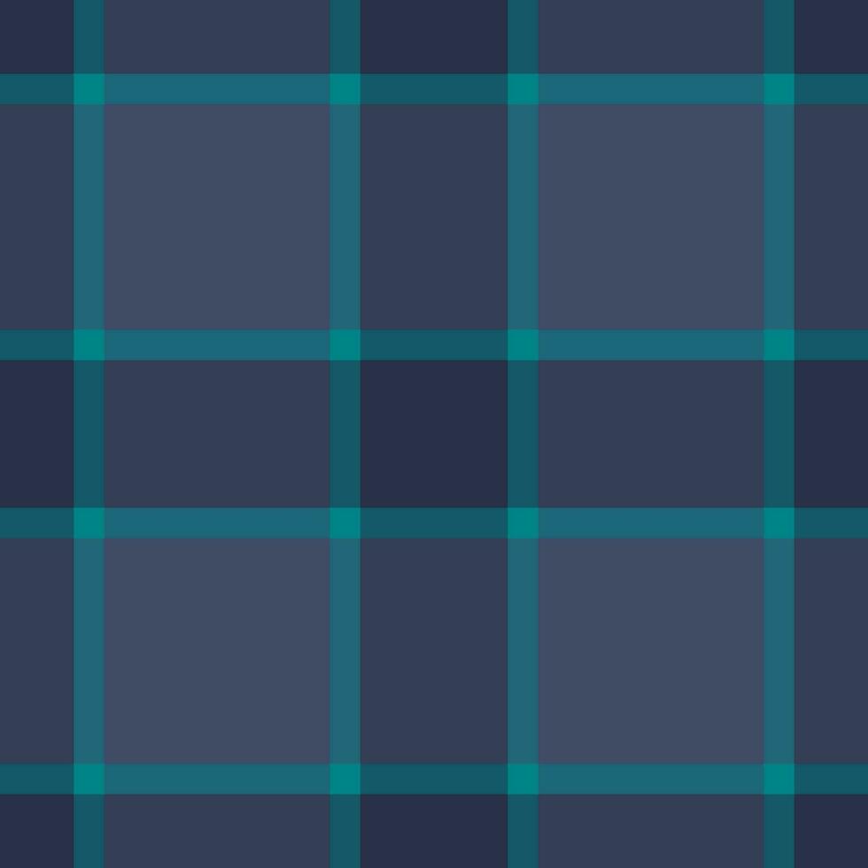 Workshop background tartan check, 1970s vector pattern seamless. English texture textile plaid fabric in cyan and blue colors.