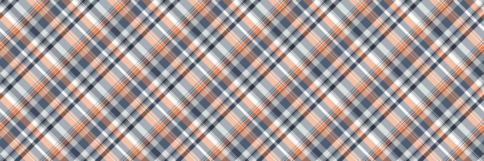 Blanket textile fabric background, endless seamless texture vector. Net tartan plaid check pattern in pastel and orange colors. vector