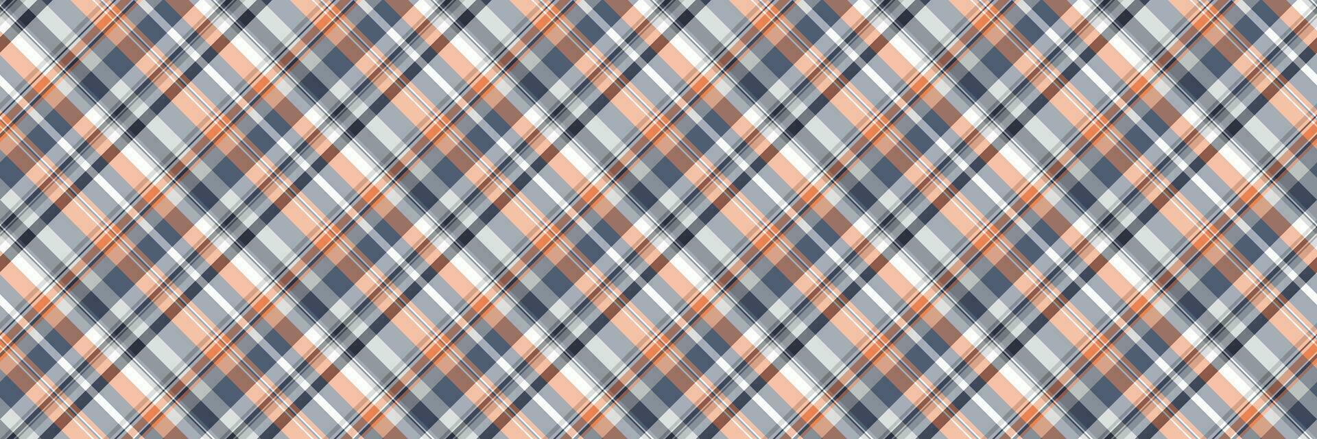 Blanket textile fabric background, endless seamless texture vector. Net tartan plaid check pattern in pastel and orange colors. vector