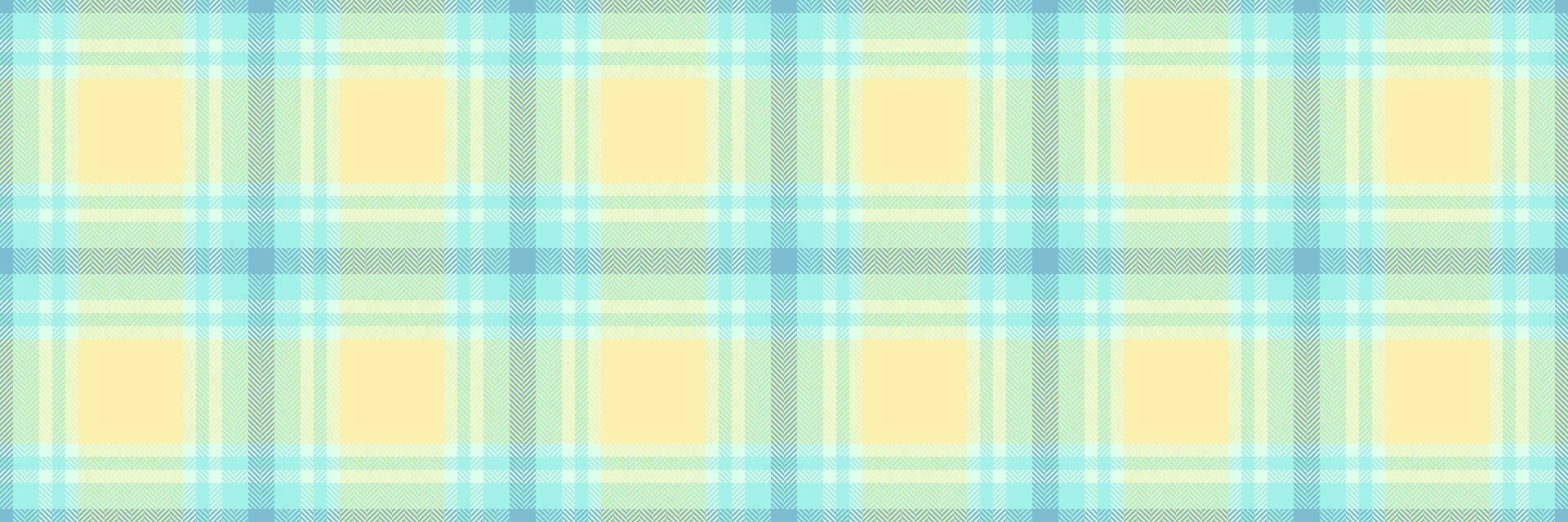 Japanese background tartan check, lovely fabric textile seamless. 1960s plaid vector pattern texture in yellow and teal colors.