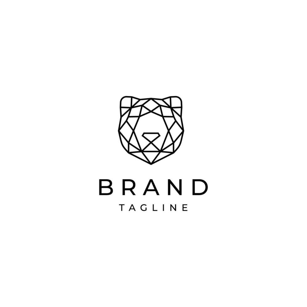 Minimalist Diamond Bear Logo Design. Diamond Shaped Bear Head Design. vector