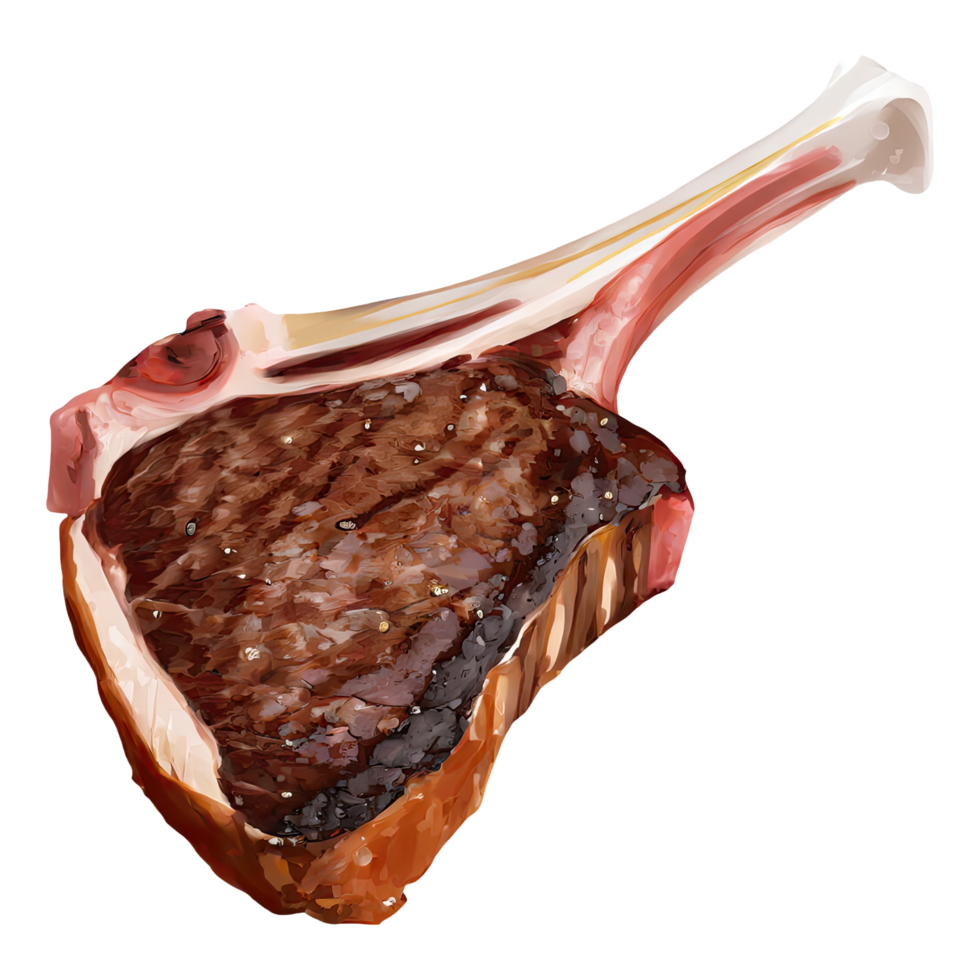 ai genererad rökt ben i ribeye isolerat på transparent bakgrund. ai genererad png