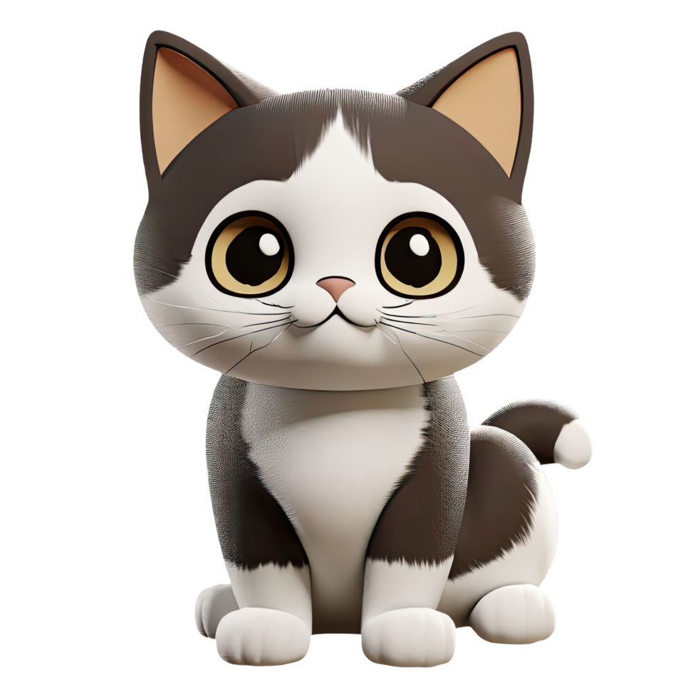 ai généré une mignonne dessin animé chat 3d isolé sur transparent Contexte. ai généré png