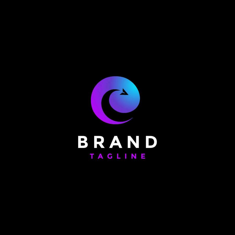 Triangle Symbol Glides Inside The Circle Shaped Letter E Logo Design. Triangle Symbol Glides Inside The Circle Shape Smile Emoticon Logo Design. vector