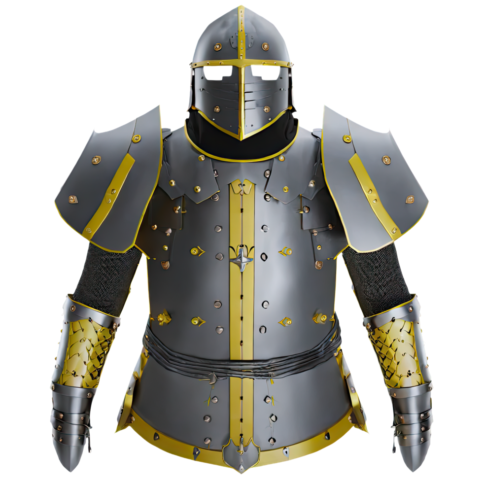 AI generated Medieval armor 3d isolated on transparent background. AI Generated png