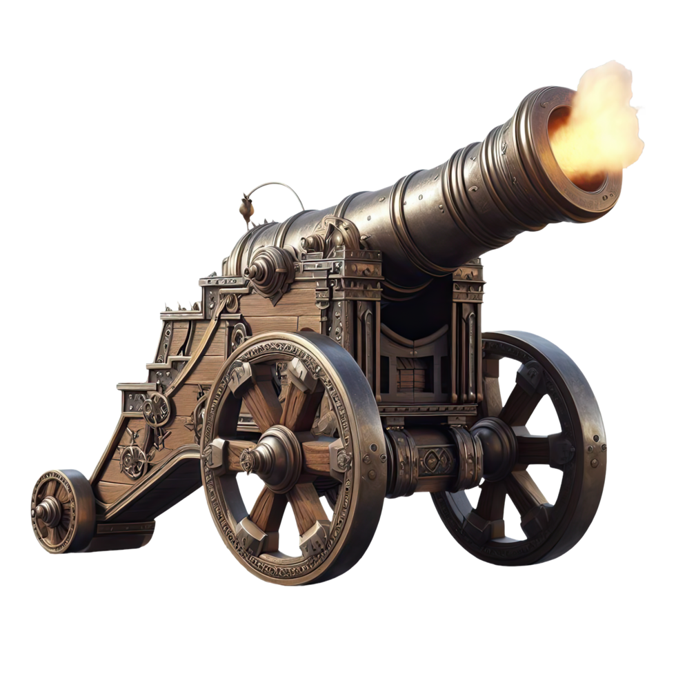 AI generated Medieval canon firing isolated on transparent background ...