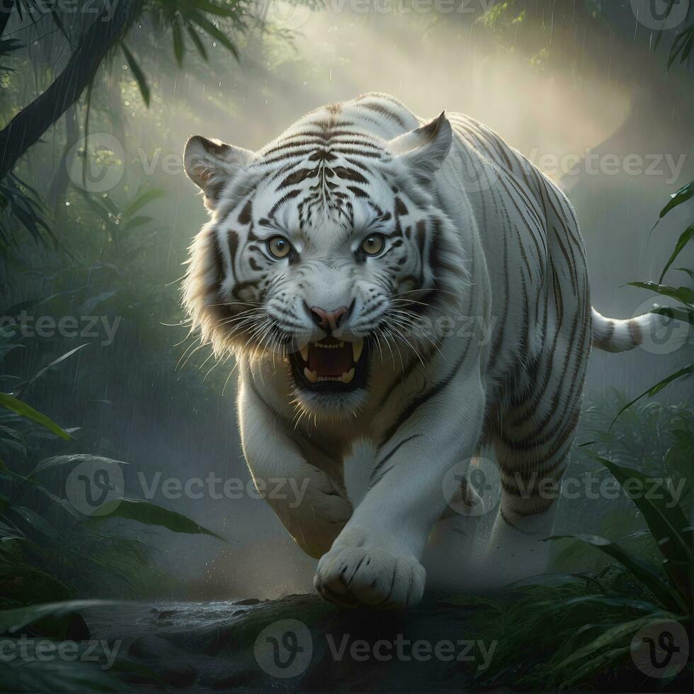 ai generado de tigre ataque, realista imágenes de salvaje animal ataques foto