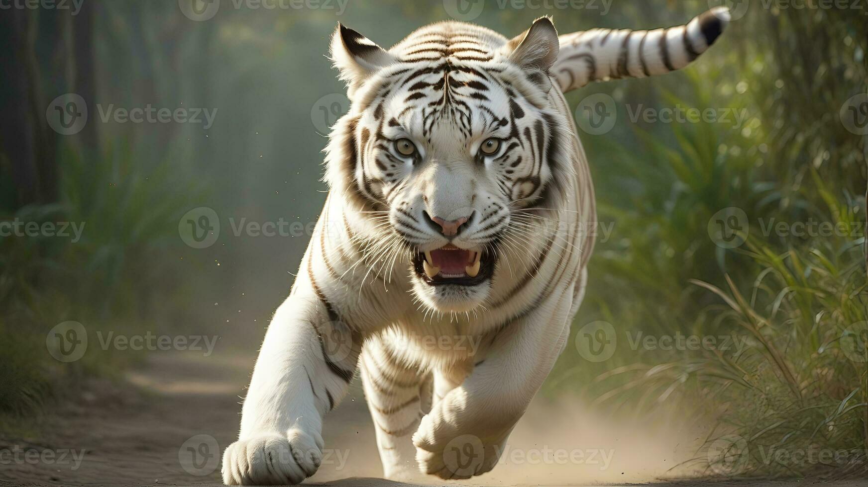 AI generated tiger's attack, Realistic images of wild animal attacks photo