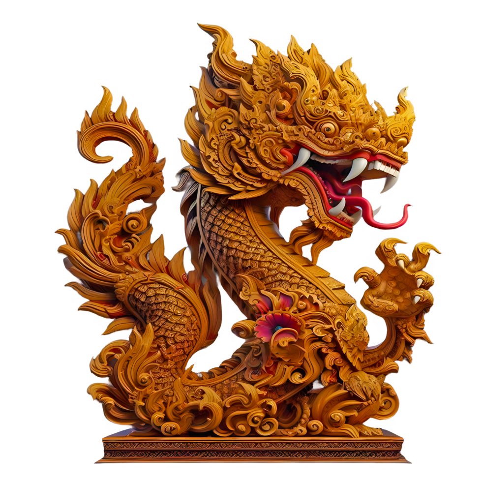 AI generated dragon statue isolated on transparent backgroun png