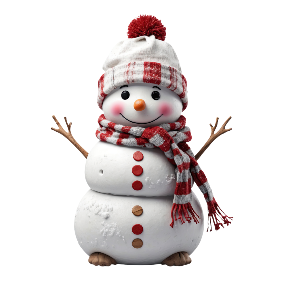 AI generated gorgeous winter snowman isolated on transparent background png