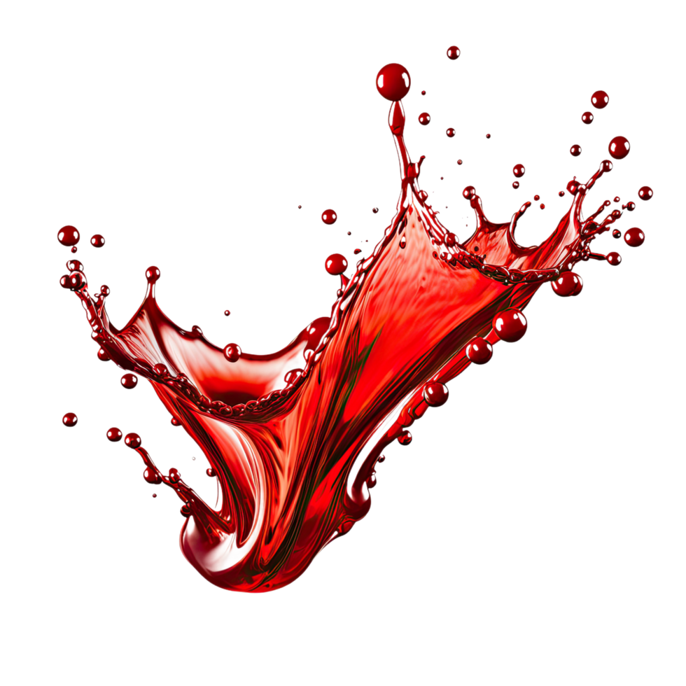 AI generated red liquid splash isolated on transparent background png