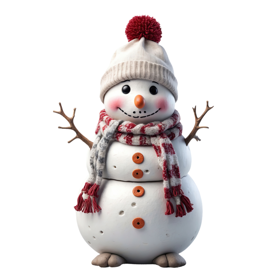 AI generated gorgeous winter snowman isolated on transparent background png