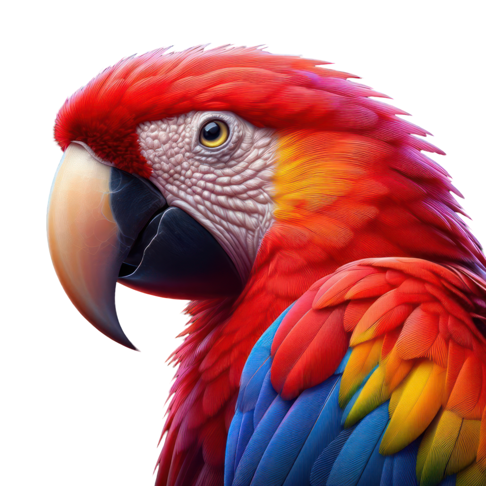 AI generated Scarlet macaw bird isolated on transparent background. AI Generated png