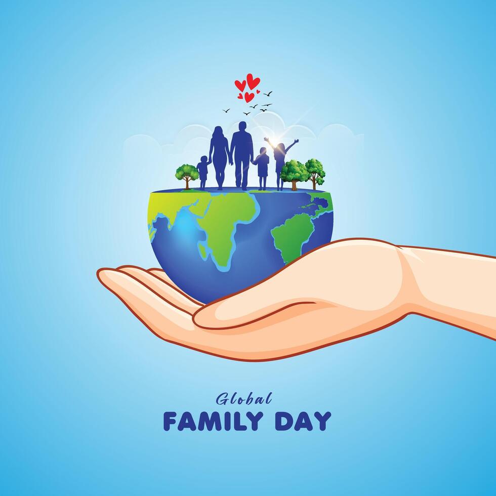 Creative Template Design for Global Family Day. International Family Day Wishing Greeting Card. World Family Day Logo Icon, Symbol of care and love, Creative Design for Happy Family Day. vector