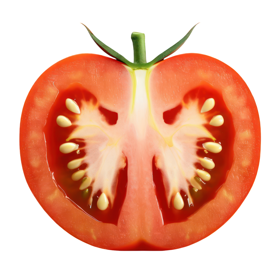 AI generated Tomato half cut isolated on transparent background. AI Generated png